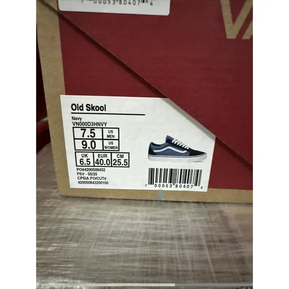 New Men's Size 7.5 Vans Old Skool Navy Blue Skate Shoes VN000D3HNVY